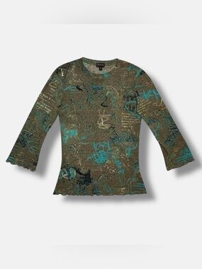 Shameless Vintage Y2K Mesh Graffiti Spraypaint Graphic Top Lg 2000s Euro Grunge